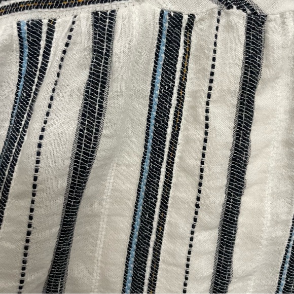 Zara Dres Midi Striped Cotton Button Front Pockets Coastal Beach Cottagecore - Picture 4 of 12